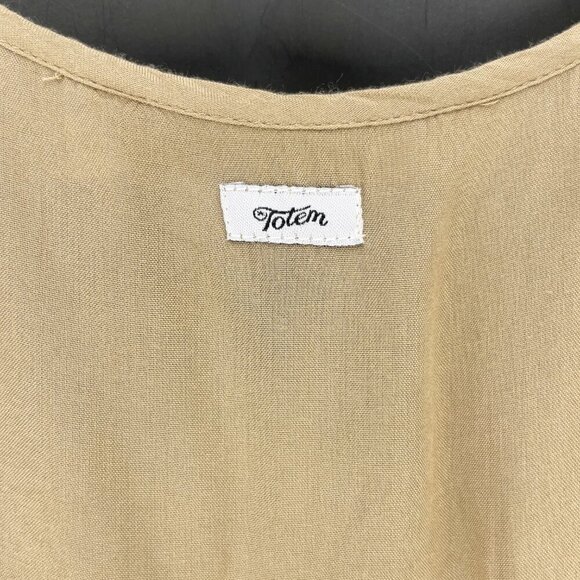TOTEM Minimalist‎ Casual Neutral Tan Beige Clean Summer Slip Viscose Dress sz L - Picture 4 of 7